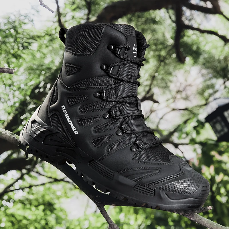男性の屋外ハイキング戦術ブーツ足首デザートブーツスポーツ登山 - Men'S Shoes For Work のレビューと価格