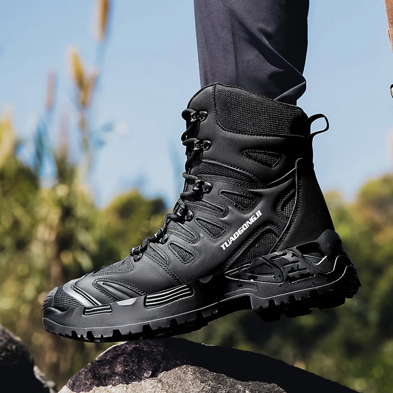 男性の屋外ハイキング戦術ブーツ足首デザートブーツスポーツ登山 - Men'S Shoes For Work のレビューと価格