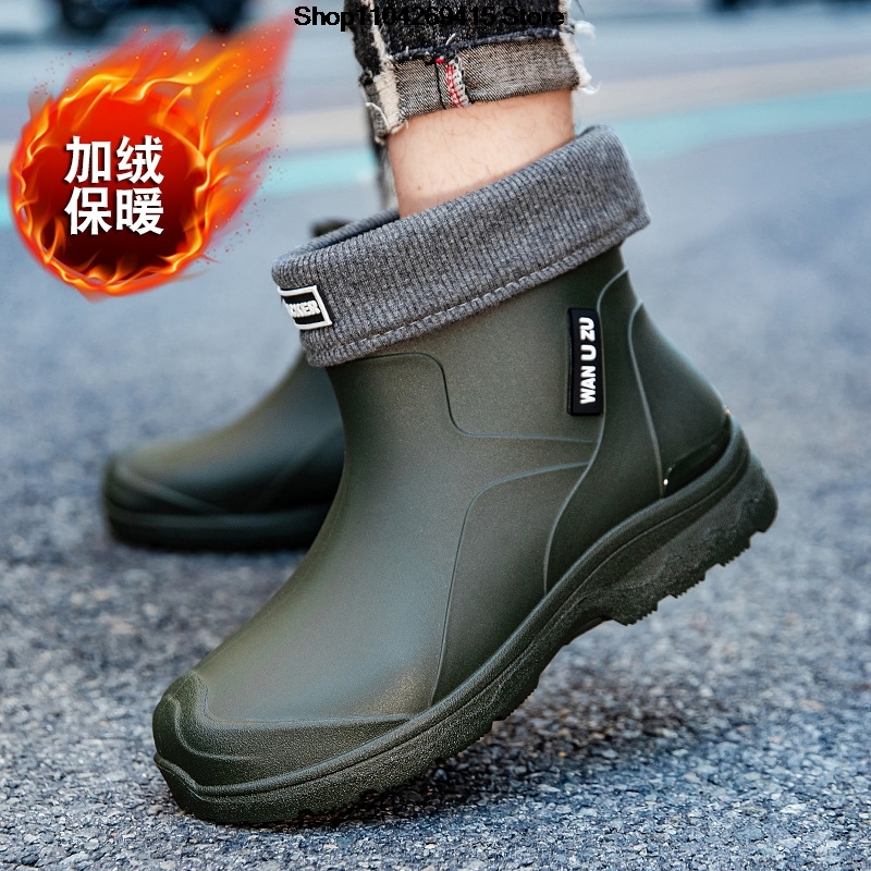 メンズ防水防滑レインブーツ、ハイキング・釣り用、フリース裏地 - Men'S Shoes Water Resistant のレビューと価格
