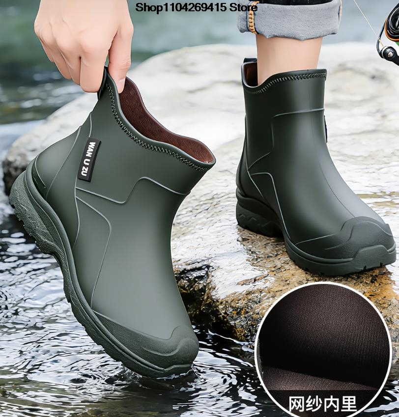メンズ防水防滑レインブーツ、ハイキング・釣り用、フリース裏地 - Men'S Shoes Water Resistant のレビューと価格