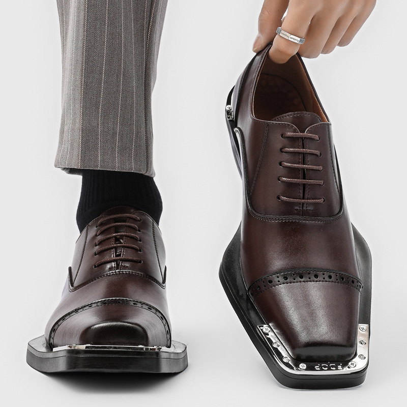 メンズファッションヒップホップロックカーブドブローグシューズ - Oxford Brogue Leather のレビューと価格