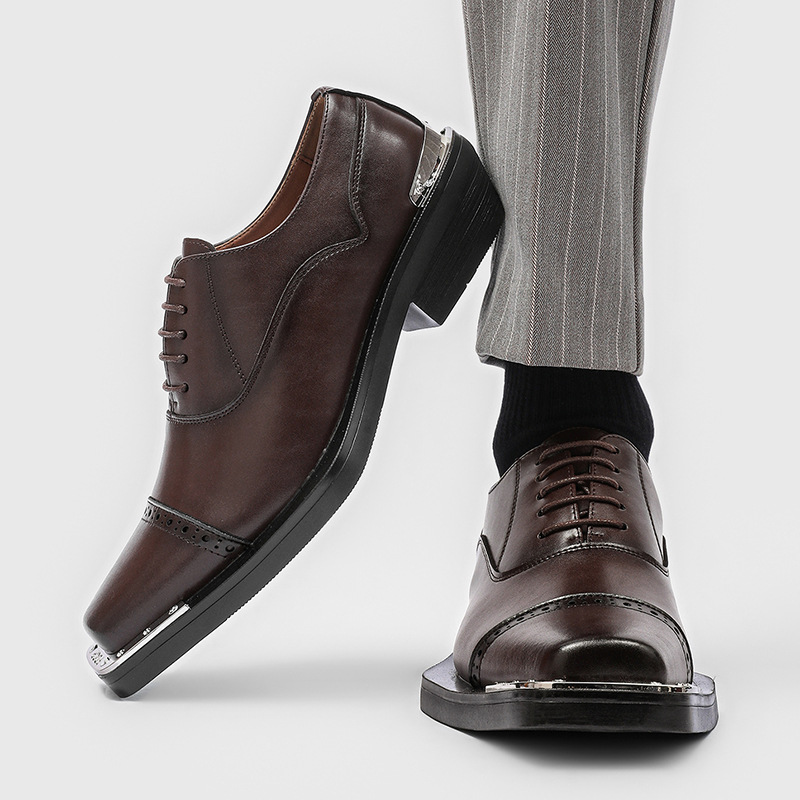 メンズファッションヒップホップロックカーブドブローグシューズ - Oxford Brogue Leather のレビューと価格