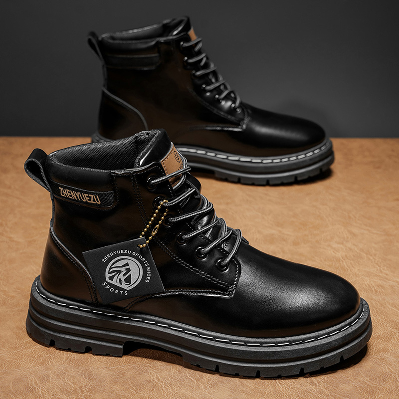 秋冬レトロショートブーツ メンズ 厚底身長アップ滑り止めショ - Men'S Shoes Height Increase のレビューと価格