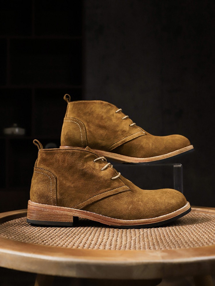 ファッション多用途男性レースアップカラーブロック牛スエードラ - Men'S Shoes For Work のレビューと価格