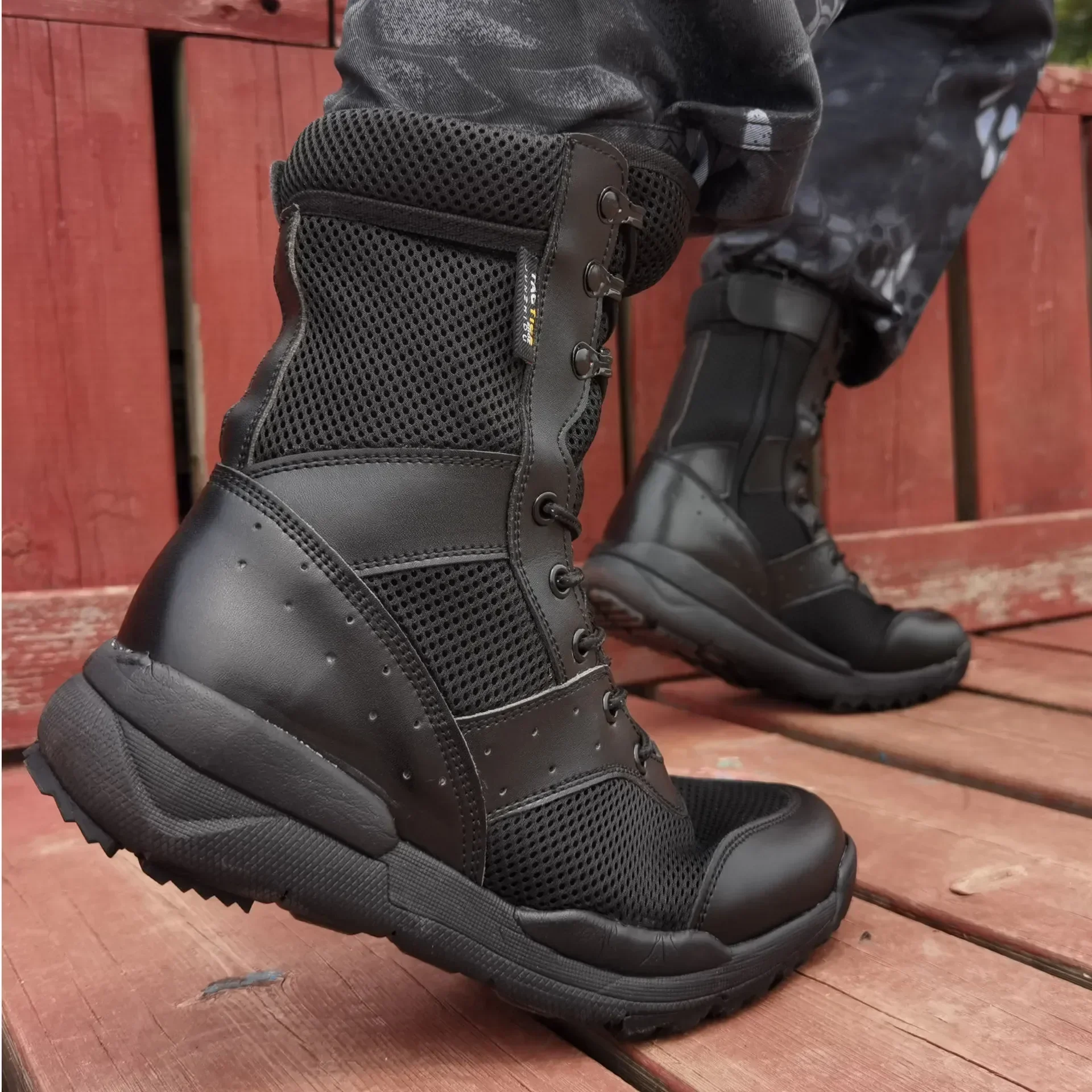 夏の戦闘訓練ブーツ作業靴軽量メッシュ通気性軍事戦術ブーツプラ - Men'S Shoes Zipper のレビューと価格